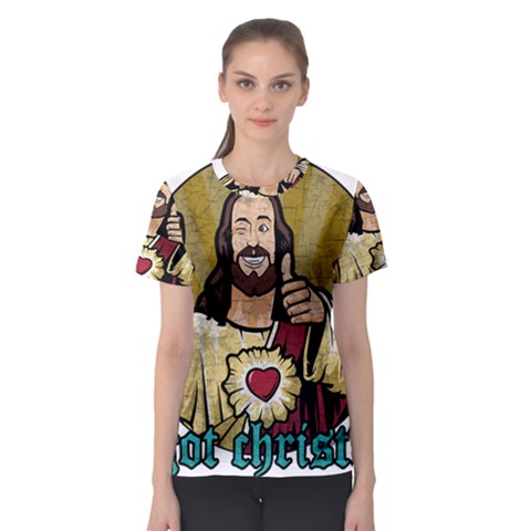 Buddy Christ Women s Sport Mesh Tee by Valentinaart