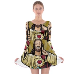 Buddy Christ Long Sleeve Skater Dress by Valentinaart