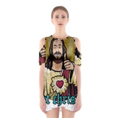 Buddy Christ Shoulder Cutout One Piece Dress by Valentinaart