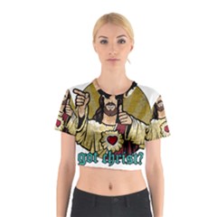 Buddy Christ Cotton Crop Top by Valentinaart