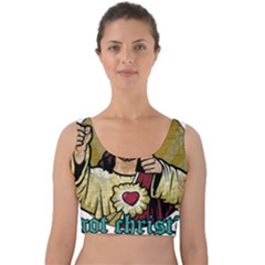 Buddy Christ Velvet Crop Top by Valentinaart