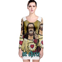 Buddy Christ Long Sleeve Velvet Bodycon Dress by Valentinaart