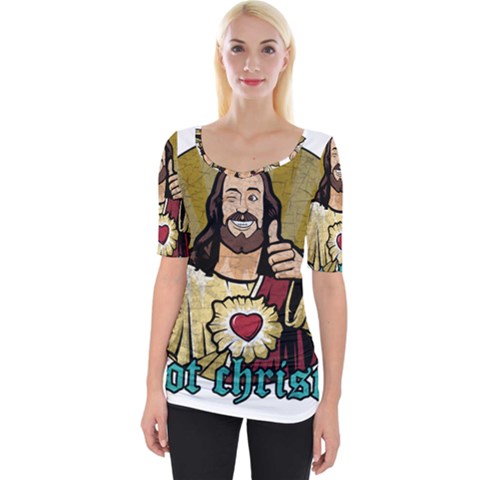 Buddy Christ Wide Neckline Tee by Valentinaart