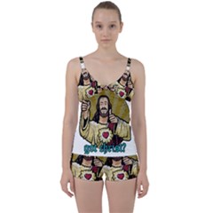 Buddy Christ Tie Front Two Piece Tankini by Valentinaart