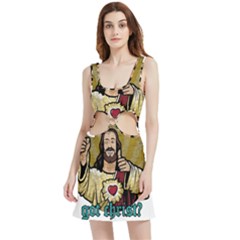 Buddy Christ Velvet Cutout Dress by Valentinaart