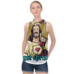 Buddy Christ High Neck Satin Top by Valentinaart