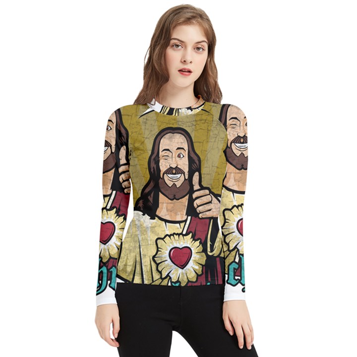 Buddy Christ Women s Long Sleeve Rash Guard