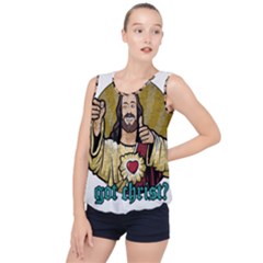 Buddy Christ Bubble Hem Chiffon Tank Top by Valentinaart