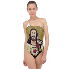 Buddy Christ Classic One Shoulder Swimsuit by Valentinaart