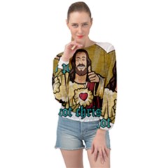 Buddy Christ Banded Bottom Chiffon Top by Valentinaart