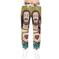 Buddy Christ Women Velvet Drawstring Pants by Valentinaart