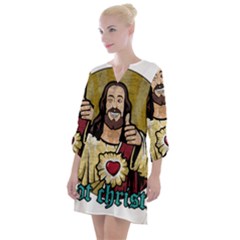 Buddy Christ Open Neck Shift Dress by Valentinaart