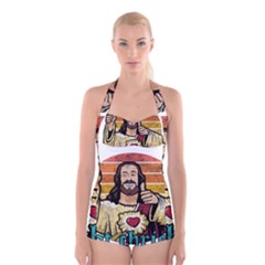 Got Christ? Boyleg Halter Swimsuit  by Valentinaart