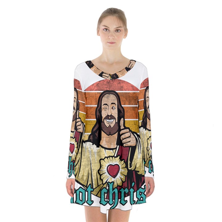 Got Christ? Long Sleeve Velvet V-neck Dress