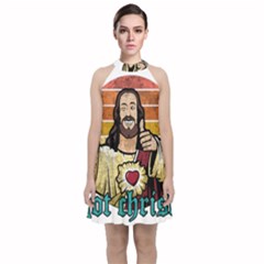 Got Christ? Velvet Halter Neckline Dress  by Valentinaart