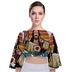 Got Christ? Tie Back Butterfly Sleeve Chiffon Top by Valentinaart