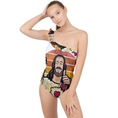 Got Christ? Frilly One Shoulder Swimsuit by Valentinaart