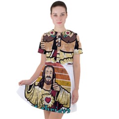 Got Christ? Short Sleeve Shoulder Cut Out Dress  by Valentinaart