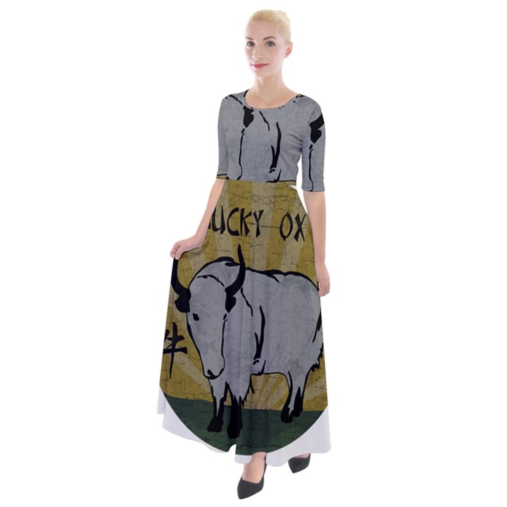 Chinese New Year ¨C Year of the Ox Half Sleeves Maxi Dress