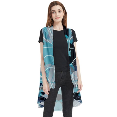 Digital Waves Sleeveless Chiffon Waistcoat Shirt by Sparkle