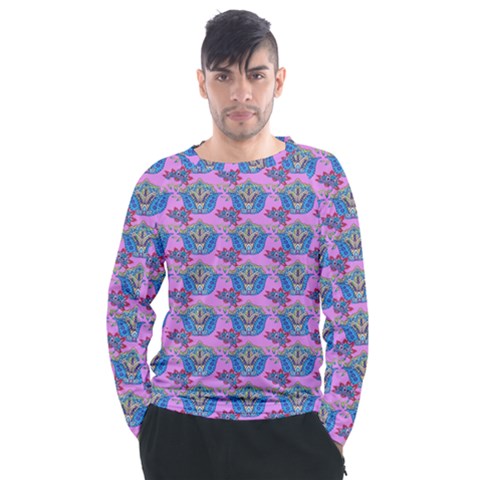 Floral Pattern Men s Long Sleeve Raglan Tee by Sparkle