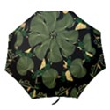 Tropical vintage yellow hibiscus floral green leaves seamless pattern black background. Folding Umbrellas View1