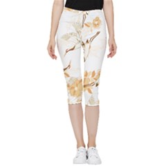 Birds And Flowers  Inside Out Lightweight Velour Capri Leggings  by Sobalvarro