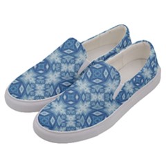 Blue Pattern Men s Canvas Slip Ons by Dazzleway