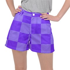 Purple Gingham Check Squares Pattern Ripstop Shorts by yoursparklingshop