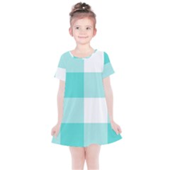 Turquoise And White Buffalo Check Kids  Simple Cotton Dress by yoursparklingshop