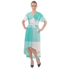 Turquoise And White Buffalo Check Front Wrap High Low Dress by yoursparklingshop