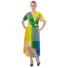 Lgbt Rainbow Buffalo Check Lgbtq Pride Squares Pattern Front Wrap High Low Dress by yoursparklingshop