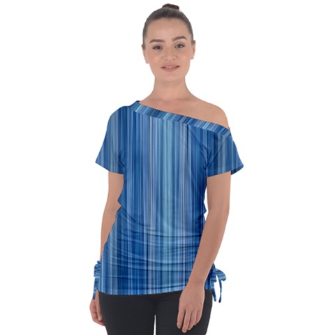 Ambient 1 In Blue Off Shoulder Tie-up Tee by bruzer