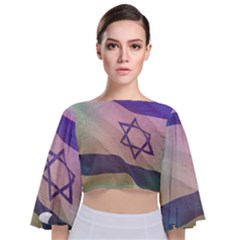 Israel Tie Back Butterfly Sleeve Chiffon Top by AwesomeFlags