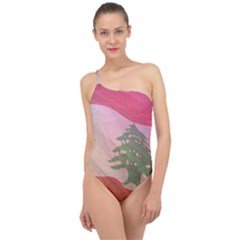 Lebanon Classic One Shoulder Swimsuit by AwesomeFlags