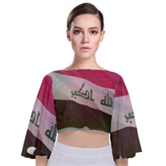 Iraq Tie Back Butterfly Sleeve Chiffon Top by AwesomeFlags