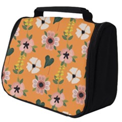 Flower Orange Pattern Floral Full Print Travel Pouch (big) by Dutashop