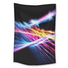 Colorful Neon Light Rays, Rainbow Colors Graphic Art Large Tapestry by picsaspassion