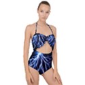 Blue Lightning at night, modern graphic art  Scallop Top Cut Out Swimsuit View1