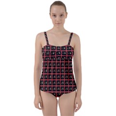 Grill Blocks Twist Front Tankini Set by Sparkle