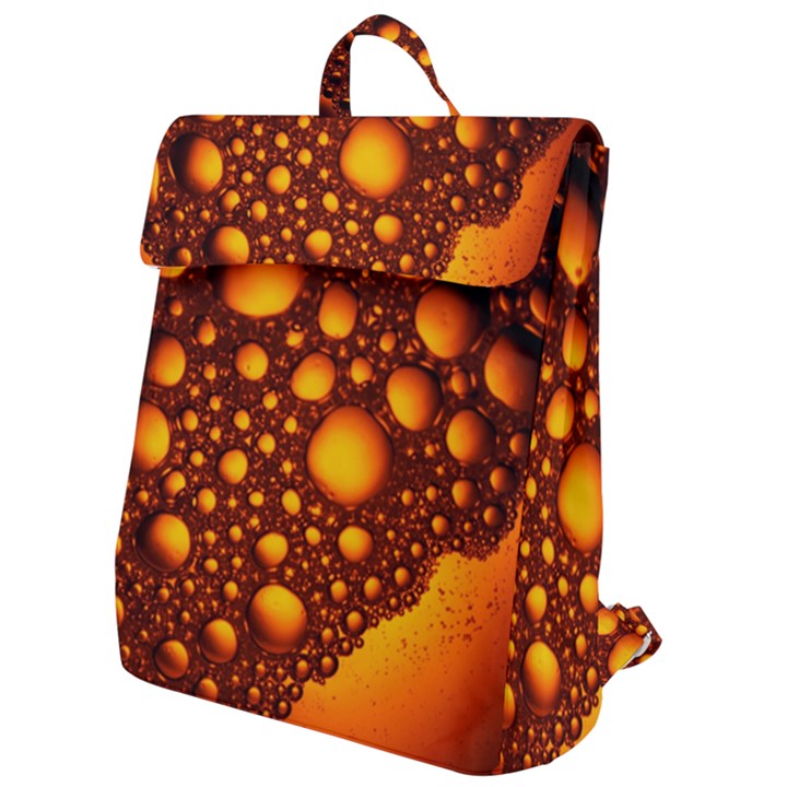 Bubbles Abstract Art Gold Golden Flap Top Backpack