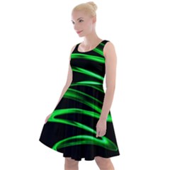 Green Light Painting Zig-zag Knee Length Skater Dress by Dutashop