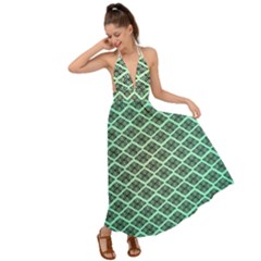 Pattern Texture Geometric Pattern Green Backless Maxi Beach Dress by Dutashop