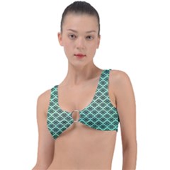 Pattern Texture Geometric Pattern Green Ring Detail Bikini Top by Dutashop