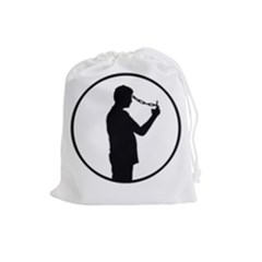 Mobile Phone Addiction Concept Drawing Drawstring Pouch (large) by dflcprintsclothing