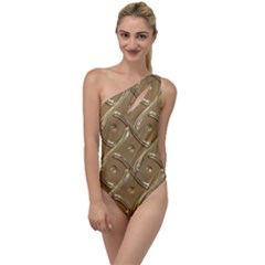 Gold Background Modern To One Side Swimsuit by Dutashop