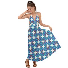 Geometric Dots Pattern Backless Maxi Beach Dress by Dutashop