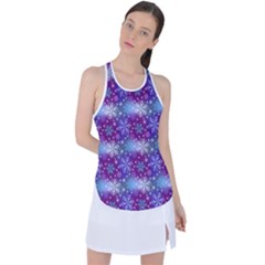 Snow Blue Purple Tulip Racer Back Mesh Tank Top by Dutashop