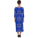 Star Pattern Blue Gold Quarter Sleeve Midi Bodycon Dress View2