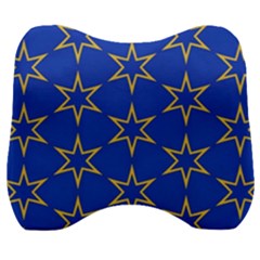 Star Pattern Blue Gold Velour Head Support Cushion by Dutashop